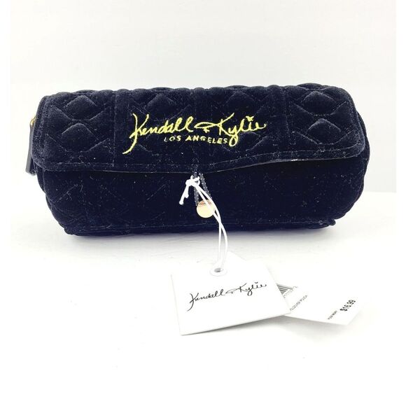 Kendall + Kylie Handbags - Kendall + Kylie Black Fold over‎ Pouch with Brush Organizer